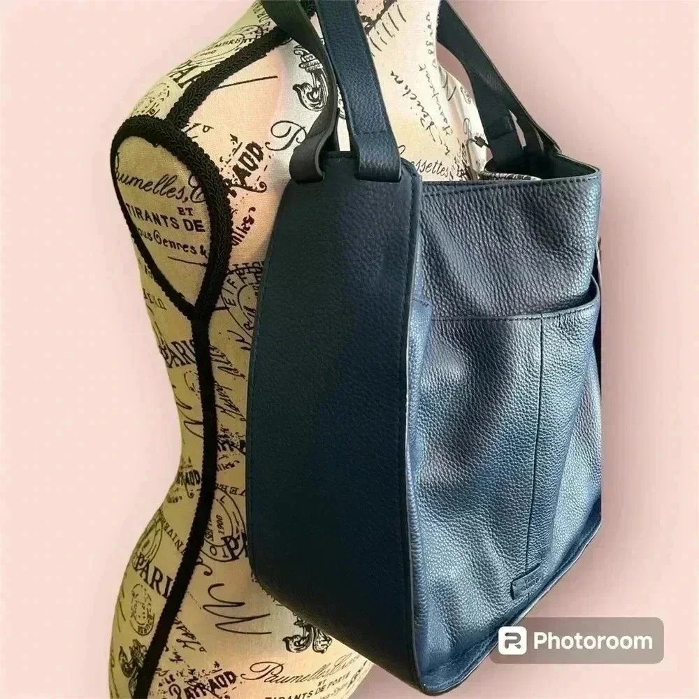 Vince Camuto Deep Blue Pebbled Leather Hobo Bag